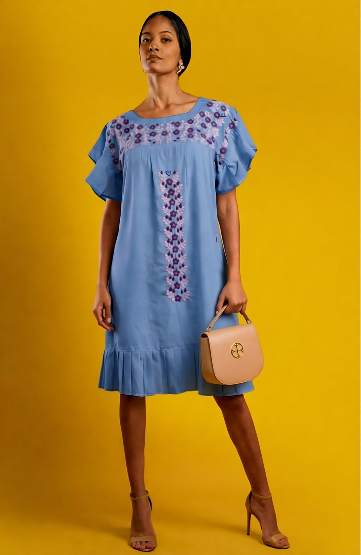 Embroidered Light Blue Dress