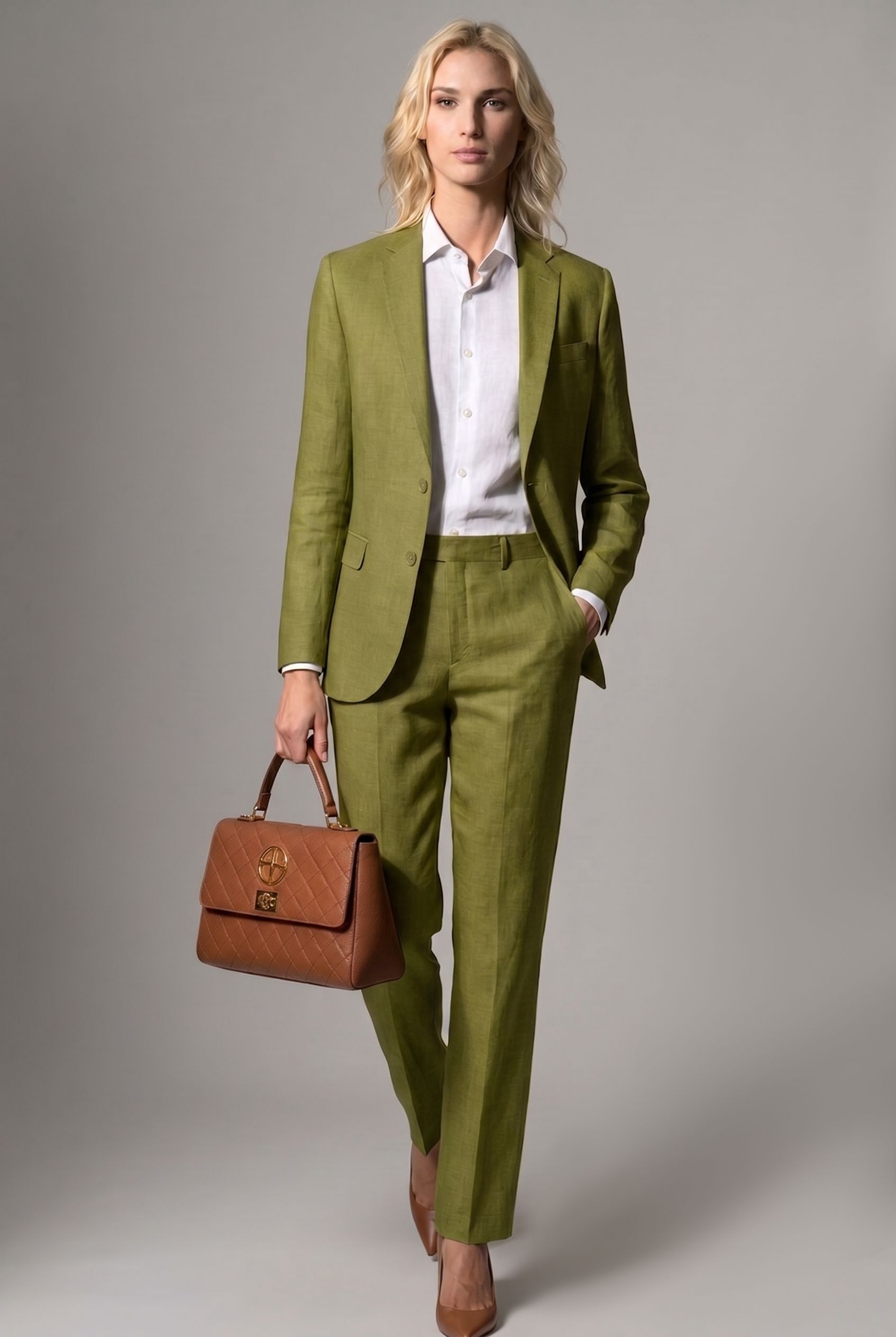 Olive Linen Suit