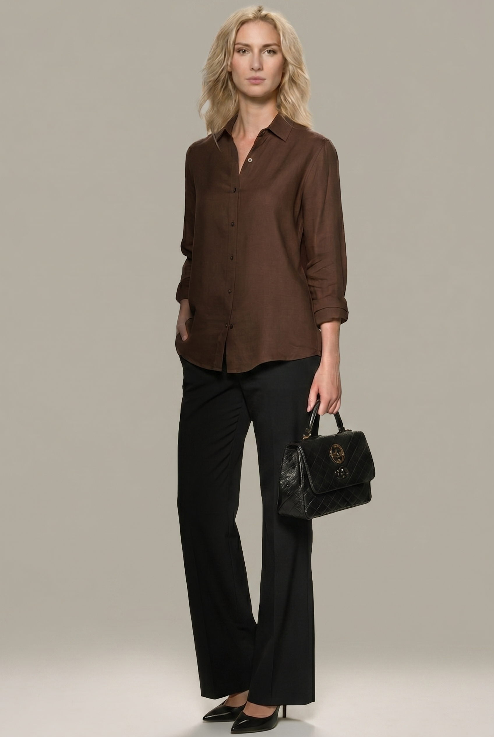 Brown & Black Linen Set